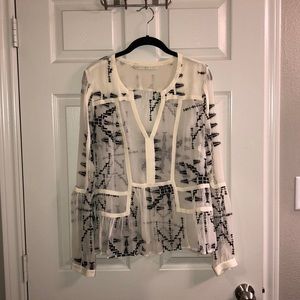 Tribal Print Silk Top